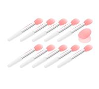 Generic Silicone Lip Scrub Brush Set with 10 Semi- Red-Head Lipstick Brushes and 1 Semi- Red Protective Sleeve Lip Mask Applicator Tools for Makeup and Night Care