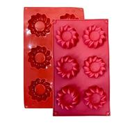 Generic Silicone Mould, 1 Tart Mould with Non-Stick Coating, Silicone Baking Mould for Muffins, Brownies, Cakes, Pudding, Ice Cubes, Jelly, Quiches (29 x 17cm) - 6 Cavities