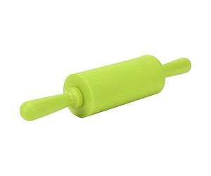 Generic Silicone Non Stick Rolling Pin with Solid Plastic Handles for Dough and Cookie Rolling Home Kitchen Baking Tool 9.1inch Green Blue Red Orange (Green)