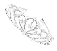 Generic Silver Alloy Pearl Crown Headband for Brides and Bridesmaids for and Bridesmaids Brides for Wedding and Anniversaries Stylish Bridal Hair Accessory Elegant Beautiful Shining Design