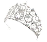 Generic Silver Crystal Wedding Crown Bridal Headband Lightweight Bubble Princess Tiara for Bride Romantic Bridal Hairpiece Versatile Styling for Wedding Prom Party