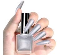Generic Silver Metallic Gel Nail Polish, Quick Dry, Long Lasting, Mirror Chrome Effect, Nail Art & Manicure