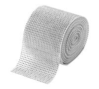 Generic Silver Rhinestone Mesh Ribbon Roll, 24-row Diamond Wrap Trim for Wedding Cake Decorations, Party Crafting Ribbon for Birthday and Christmas Event Accessories