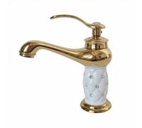 Generic Single-Hole Faucet Decorative Single Hole Faucet Modern for Washroom, Gold Finish with White Diamond Decoration, Single-Handle Basin Faucet, Without Hoses, White and Gold