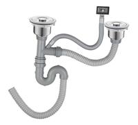 Generic Sink Drain Pipe Drainage Pipe Sink Strainer Easy to Install Deodorant Drain Pipe Sink Drain Assembly Drain Hose for Home Sink, Double Slot