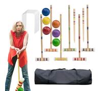 Generic Six Player Croquet Set With Carrying Bag | Croquet Set For Adults | Reusable Wooden Bowling Kit | Portable Backyard Croquet Equipment | Perfect For Lawn Backyard Park And Gatherings