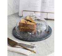 Generic Slate Black Marble & Glass Cake Dome, Black Marble Slate Cake Dome, Glass Cake Display Dome Cloche, Kitchen Cake Dish Plate, Round Cake Storage Tin, Foodies Gift