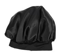Generic Sleep Bonnet, Silk Satin Adjustable Hair Bonnet, Night Cap with Faux Silk Lining & Wide Elastic Band, Ideal for Curly Hair Women Men, 22-27.5inches (Black with Purple Lining)