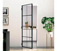 Generic Sliding Barn Door Hardware Kit Gold Aluminum Frame Clear Glass Slim Design for Living Room Bedroom Divider, Black and Transparent, 76x201.5cm, 4x2grids