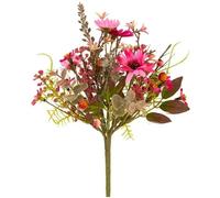 Generic Small Artificial Pink Meadow Flower Bouquet, Faux Pink Wild Flower Bunch, Realistic Mixed Colours Fake Flower Decoration, Cute Bundle of Artifical Flower Stems, Pink Faux Flowers