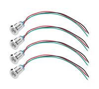 Generic Small Led Light, Led Diode Lights 4 Sets Pre-Wired Round, Metal 2 Color Wire Indicator Emitting Diodes 12mm 12-24V for Car and Industrial Control (Red Green)