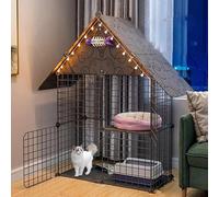 Generic Small Pet Playpens Cat Kennels for Indoor Cats, Cat Box Dog Playpen Pet Cage Diy Fence with Door for Indoor/Outdoor Use (Black-b-75 * 75 * 109CM)