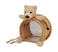 Generic Small Pet Travel Bag, Portable Breathable Transparent Shoulder Bag for Small Pet, Cute for Parrots (S One Shoulder Little Bear Semicircle)