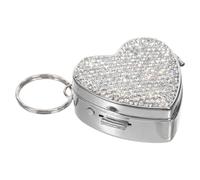 Generic Small Portable Heart-Shaped Pill Box with Rhinestones, Lightweight Metal Medicine Organizer with Multiple Compartments for Travel and Sports Use