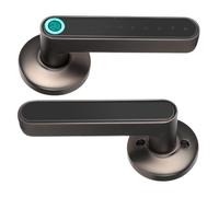 Generic Smart Biometric Fingerprint Door Handle Lock Keyless Entry for Home Security Applicable for 1.4-2.2 Inch Door Thickness Zinc Alloy Chrome (Black)