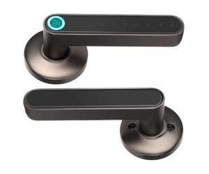 Generic Smart Biometric Fingerprint Door Handle Lock Keyless Entry for Home Security Applicable for 1.4-2.2 Inch Door Thickness Zinc Alloy Chrome (Black)