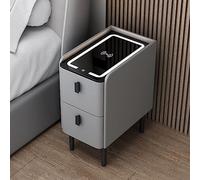 Generic Smart LED Bedside Table, Organizer Storage Cabinet, with USB, Wireless Charging, Fingerprint Lock, Bluetooth Speaker, and Three-Color Light - Luxury Side Table for Bedroom and Living Room