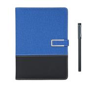 generic Smart Pen + A5 Leather Notebook Lined Journal Planner Real-time Sync for Digitizing Use with APP Voice-to-Text/Offline Storage/AI Function/Sharing Compatible with (Blue)
