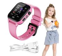 Generic Smart Watch Phone for Kids, GPS 4G, Camera, Rechargeable Battery for Flashlight, Pink