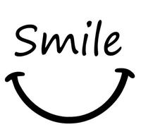 generic smile sticker with smiling mouth and lettering, good mood sticker, silhouette sticker (250)