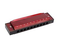 Generic Smooth Sound C Key Harmonica, Interest Development Harmonica Musical Instrument, Suitable for Blues and Country Music, Metal Material (Red)