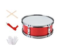 Generic Snare Drum Set Musical Percussion Pack with Drumsticks Gloves Adjustable Shoulder Belt And Accessories Stainless Steel And Ideal for Beginner, Red