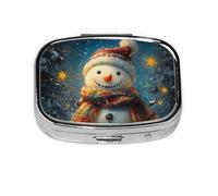 Generic Snowmen Print Pill Box-2 Compartment Small Pill Case for Purse & Pocket Mini Metal Pill Holder Travel Pill Container