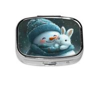 Generic Snowmen Print Pill Box-2 Compartment Small Pill Case for Purse & Pocket Mini Metal Pill Holder Travel Pill Container