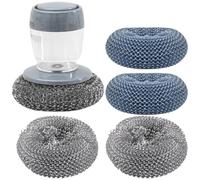 Generic Soap Dispensing Palm Pot Cleaning Brush Set with Steel and Pet Scrubbing Balls, Kitchen Decontamination Brush for Dishwashing and Cooking Utensils, Household Cleaning Scrubber