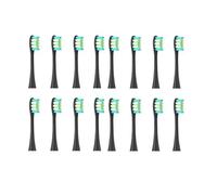Generic Soft Bristle Heads, Compatible with Oclean, X Pro Elite One X | X Pro, Z1, F1, Air 2; W-shaped mini rounding head, 16pcs plastic(16pcs black)
