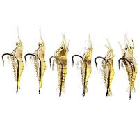 Generic Soft Lure Set (6 Pieces) - Shrimp & Worm Lures (4cm) with J Hook - Realistic & Durable - Targets Black Bass, Smallmouth, Large Mouth, Snakehead, Thunderfish & Catfish