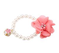 Generic Soft Pet Pearl Flower Collar Elastic Necklace, Adjustable with Bell for Easy Tracking, Ideal for Festival or Party, Pink (Pink)