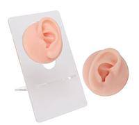 Generic Soft Silicone Ear Model High Simulation for Ear Piercing Practice and Earring Display for Beginners and Professionals, 1 Pair with Stand (Light Skin)