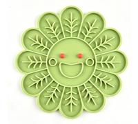 Generic Soft Silicone Lick Mat for Dogs and Cats Slow Feeder Non Slip Flower Design 20x20cm (Green)