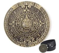 Generic Solar Calendar Belt Buckle Mysterious Ancient Mayan Civilization Pattern Western Belt Buckles for Cowboy Belt Decoration Supplies