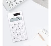 Generic Solar Portable Calculator Simple White 12 Digit Electronic Device for Students and Business, Lightweight ABS Material (White)
