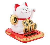 Generic Solar Powered Adorable Lucky Cat Welcoming Fortune Lucky Cat for Home Car Decorations Plastic (White)