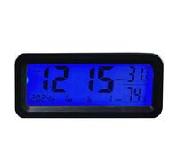 Generic Solar-Powered Digital Clock For Car Dashboard, Lcd Display With Dual-Color Backlight, Temperature & Humidity Monitor, Easy Setup At Home/Vehicle