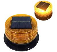Generic Solar Powered LED Warning Light, Round, Yellow, 11*5.5cm, Flashing, Strobe, Precise Signal Patterns, Construction Safety, Emergency Strobe, Road Signs, Traffic Lights