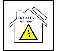 Generic Solar PV On Roof Self Adhesive Vinyl Safety Sticker (Yellow/White, 10x10cm, Outdoor, 4 Pack)