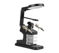 Generic Soldering Station, Soldering Iron Holder Iron Stand Helping Hand Station USB Electric Workstation with 3X/4.5X/25X Loupe LED Lights Board Clips (Black)