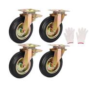 Generic Solid Rubber Fixed Casters Set of 4 8 Inch Heavy Duty Wheels for Workbenches and Carts with Universal Brake