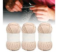 Generic Spaghetti Yarn Soft Cotton 0.8in Wide for DIY Rugs 5Pcs Bright Color Knitting and Crocheting (Light Tan)