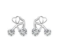 Generic Sparkling Heart Clear Stud Earrings For Women Genuine 925 Studs Jewelry For Wedding Engagement