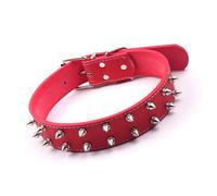 Generic Spiked Punk Style Dog Collar with Rivet Decoration for Medium to Large Dogs, PU Leather Adjustable Studded Pet Collar for Fashionable Look, Suitable for Casual and Special Occasions (Red)