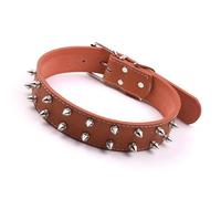 Generic Spiked Punk Style Dog Collar with Rivet Decoration for Medium to Large Dogs, PU Leather Adjustable Studded Pet Collar for Fashionable Look, Suitable for Casual and Special Occasions (Coffee)