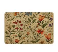Generic Spring Door Mat Entryway Mat Vintage Cottage Floral Plants Leaf Daisy Beautiful Brown and Green Rubber Decorations Washable Absorbent Bathroom Inside Door Entryway Mat Door Mat 17x29 Inch