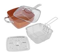 Generic Square Pan Kitchen Cookware Set Non-Stick Frying Pan Aluminum Structure + Tempered Glass Lid Oven Safe to 500 Degrees Fahrenheit + Multiple Cooking Functions