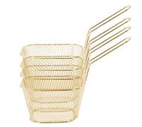Generic Square Shape Frying Net Easy-to- French Fries Strainer, 4Pcs Suitable for Various Cooking Functions (Gold)
