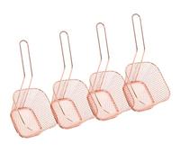 Generic Square Shape Frying Net Easy-to- French Fries Strainer, 4Pcs Suitable for Various Cooking Functions (Rose Gold)